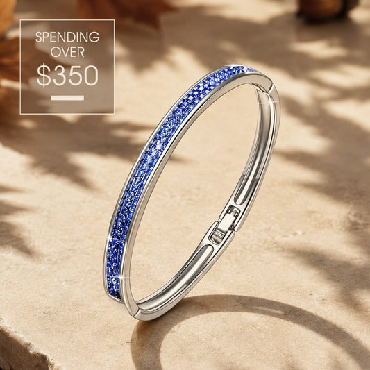 gona- Exclusive Gift Offer: Spend $350+ in a Single Purchase to Get This Sapphire Blue Swarovski® Crystal Bangle Bracelet in White Gold Plated for FREE (Ships With Order, No Need to Add to Cart)
