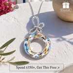 Marine Breeze Exclusive: Spend $350+ in a Single Purchase to Get This Aurora Crystal Donut Circle Pendant Necklace With Paved Crystal Bowknot in White Gold plated - Created With Swarovski® Crystal for FREE (Ships With Order, No Need to Add to Cart)