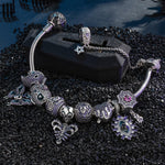 Limited Edition Flash Sale: Sterling Silver Midnight Wraith Charms Bracelet Set With Enamel In White Gold Plated (Includes bracelet and all charms shown)