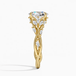 Secret Garden · 2.0 CT Oval Lab-Grown Diamond Ring with Vine Leaf Accent Band & Claw Setting Tarnish-Resistant Silver In 14K Yellow Gold Plated · (Includes IGI Certification from International Gemological Institute)