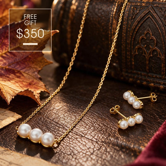 gona- Exclusive Gift Offer: Spend $350+ in a Single Purchase to Get This Swarovski® Pearl Silver Necklace And Earrings Set in 14K Gold Plated for FREE (Ships With Order, No Need to Add to Cart)
