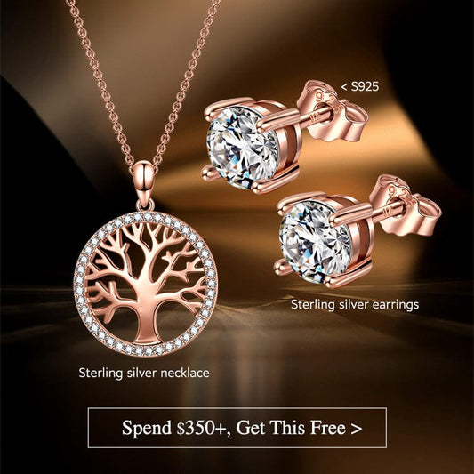 gona- Christmas Exclusive: Spend Over $350 In A Single Purchase To Get This Sterling Silver Tree of Life Necklace and Earrings Set In Rose Gold Plated For FREE - (Ships With Order, No Need To Add To Cart)