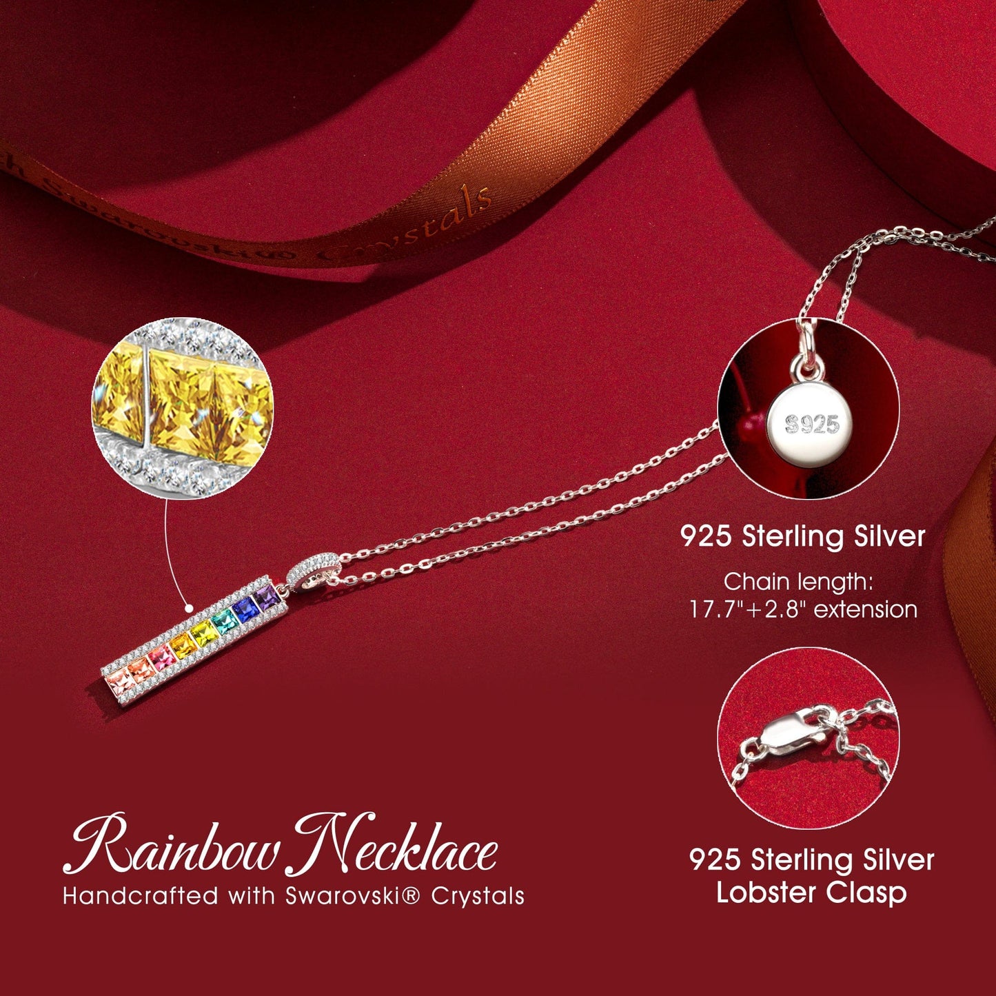 Sterling Silver Kaleidoscope Dream Charm Necklace In White Gold Plated -  Handcrafted with Swarovski® Crystals