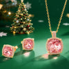 Sterling Silver Cherry Blossom Jewel Charm Necklace and Earrings Set In 14K Gold Plated - Created With SWAROVSKI® Crystals