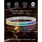 Rainbow Color Cascade Tennis Bracelet - White Gold Plated, Handcrafted with Swarovski® Crystals