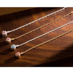 Sterling Silver Joyful Bloom Radiance Bamboo Chain Bracelet With Enamel In White Gold Plated