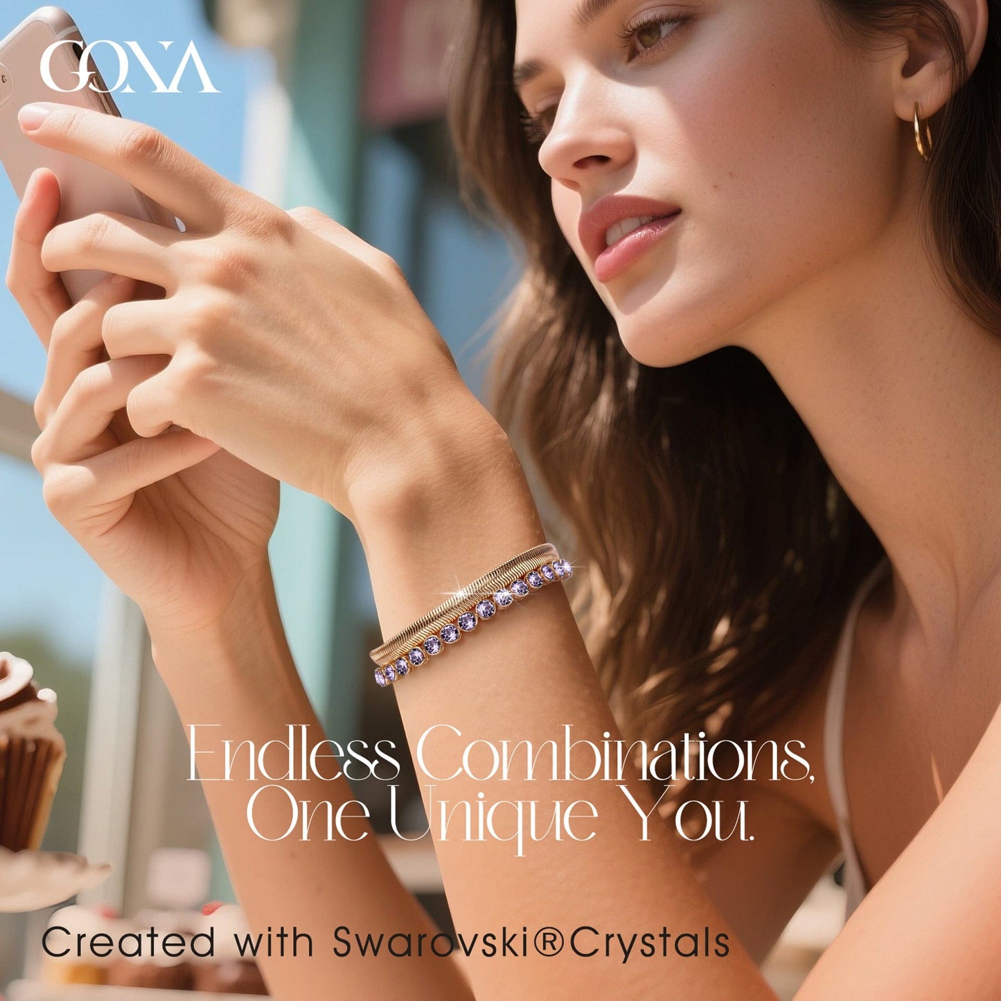 Rainbow Brilliance February Tarnish-resistant Silver Tennis Bracelet In 14K Gold Plated - Created With SWAROVSKI® Crystals