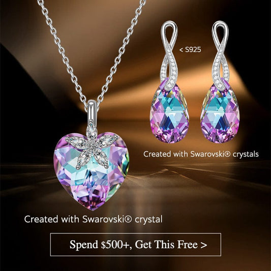 gona- Christmas Exclusive: Spend Over $500 In A Single Purchase To Get This Sterling Silver Ocean's Heart Necklace and Earrings Set In White Gold Plated For FREE - Created With SWAROVSKI® Crystals  - (Ships With Order, No Need To Add To Cart)