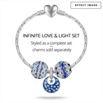 Sterling Silver Eternity Charms With Enamel In White Gold Plated