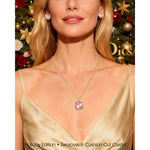 Sterling Silver Cherry Blossom Jewel Charm Necklace and Earrings Set In 14K Gold Plated - Created With SWAROVSKI® Crystals