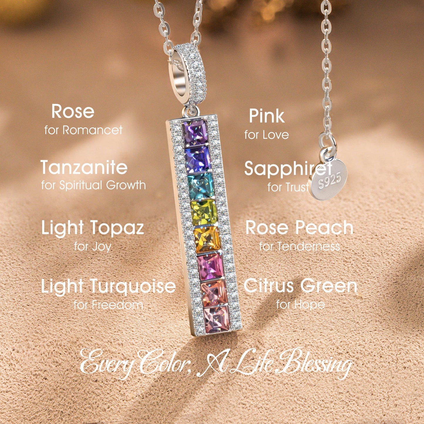 Sterling Silver Kaleidoscope Dream Charm Necklace In White Gold Plated -  Handcrafted with Swarovski® Crystals