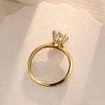 1ct Round Lab-Grown Diamond Solitaire Engagement Ring 6 Prong Claw Setting Tarnish-Resistant Silver with 14K Gold Plated (Includes IGI Certification from International Gemological Institute)