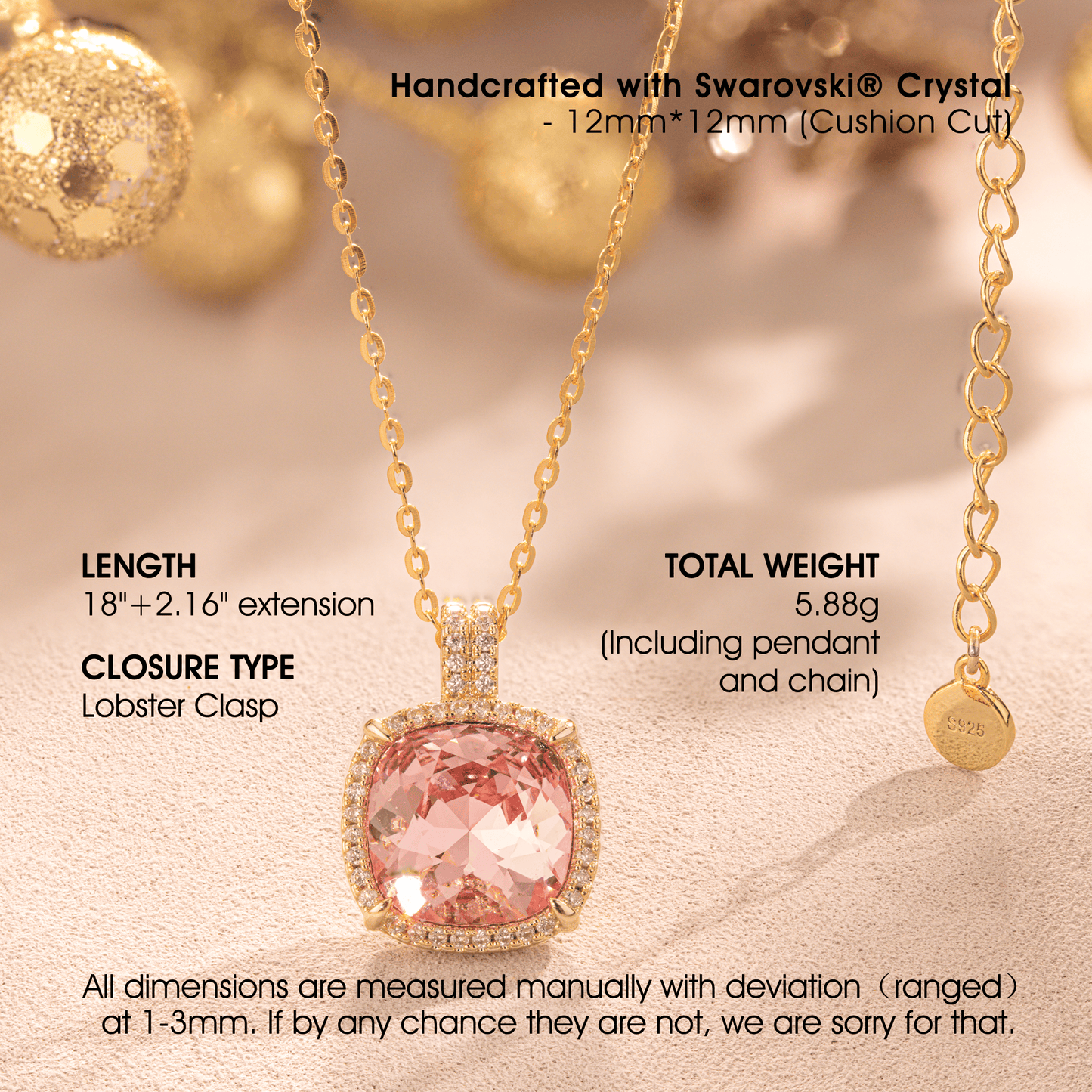 Sterling Silver Cherry Blossom Jewel Charm Necklace and Earrings Set In 14K Gold Plated - Created With SWAROVSKI® Crystals