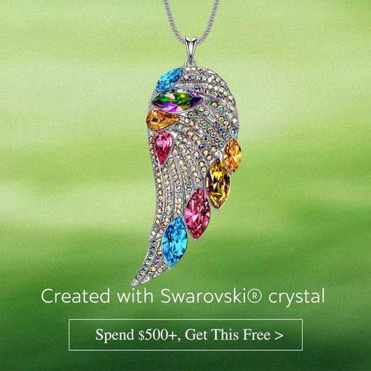 gona- Spring's Embrace Exclusive: Spend $500+ to Receive a FREE Swarovski® Crystal Prism Plume Pendant Necklace, White Gold Tone Finish — Automatically Included with Your Order