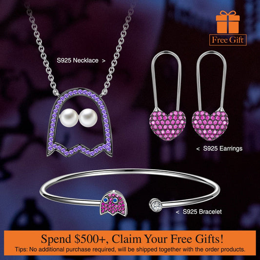 gona- Halloween Treats Exclusive: Spend Over $500 In A Single Purchase To Get This Sterling Silver Monster Mash Necklace and Bracelet and Earrings Set In White Gold Plated For FREE - (Ships With Order, No Need To Add To Cart)