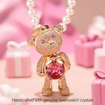 Forever Teddy Bear Pendant Tarnish-resistant Silver Pearl Necklace In 14K Gold Plated -Created With SWAROVSKI® Crystals