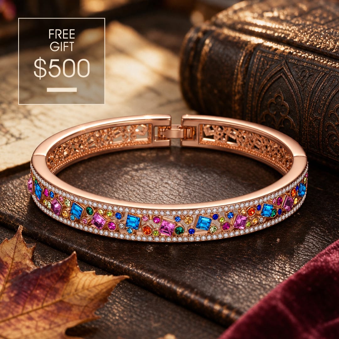 Exclusive Gift Offer: Spend $500+ in a Single Purchase to Get This Vintage Multi‑Color Floral Link Bracelet in 14K Gold Plated for FREE (Ships With Order, No Need to Add to Cart)