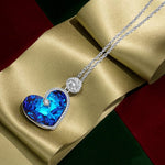 Nautilus Ocean's Heart Tarnish-resistant Silver Necklace In White Gold Plated -  Handcrafted with Swarovski® Crystals