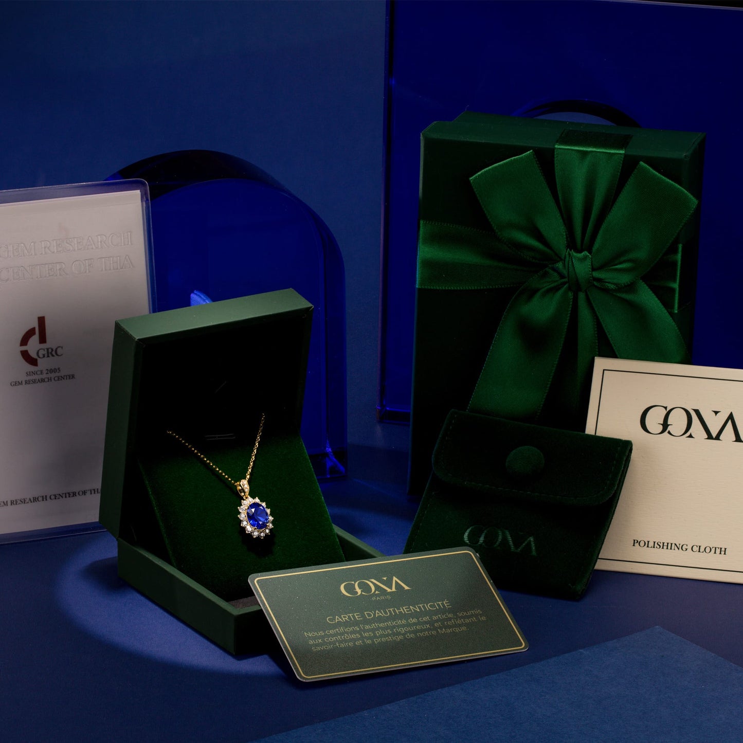 Sterling Silver Sapphire Charm Necklace In 14K Gold Plated