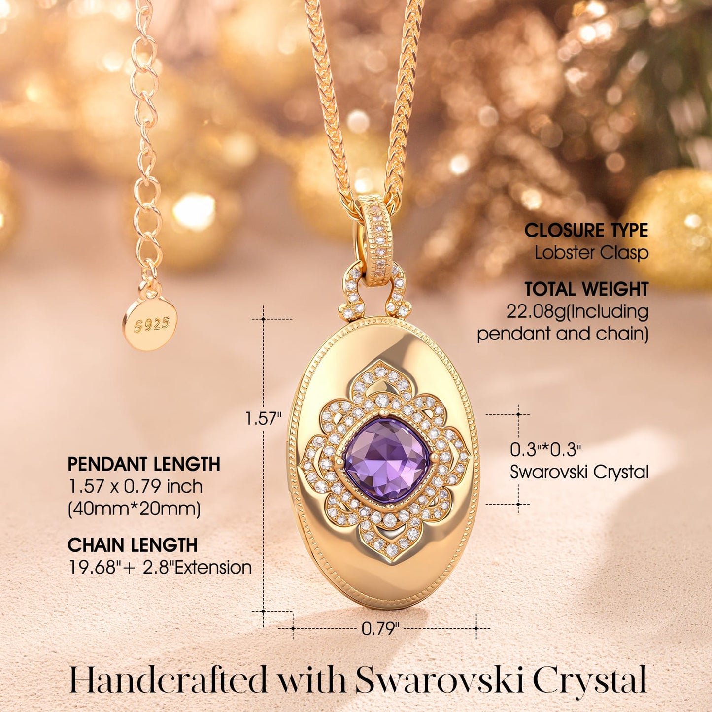 The Meaning of a Locket Necklace — Memorial Keepsake Gift, Holds 4 Photos, Created With SWAROVSKI® Crystals