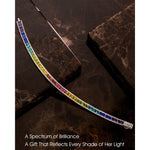 Rainbow Color Cascade Tennis Bracelet - White Gold Plated, Handcrafted with Swarovski® Crystals