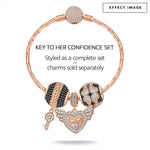 Angel's Love Tarnish-resistant Silver Dangle Charms With Enamel In Rose Gold Plated