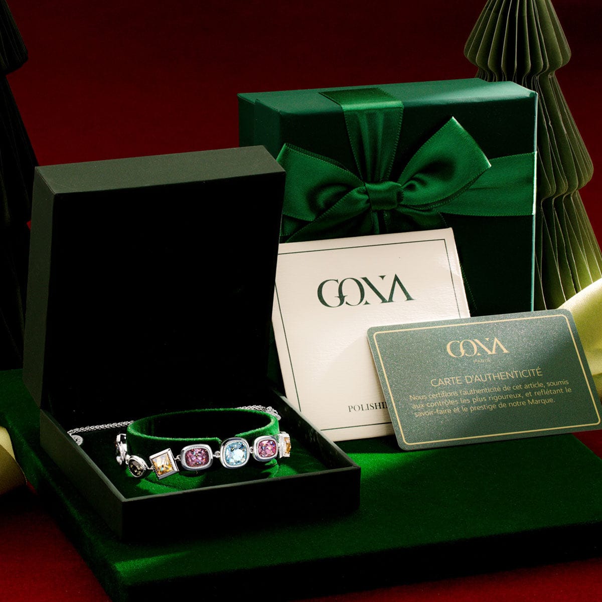 Lucky 7 Multi-Color Crystal Wish Bracelet, White Gold Plated - Handcrafted with Swarovski® Crystals, Adjustable Bolo Slider, Fits Wrist Sizes 5.6" - 8.9"