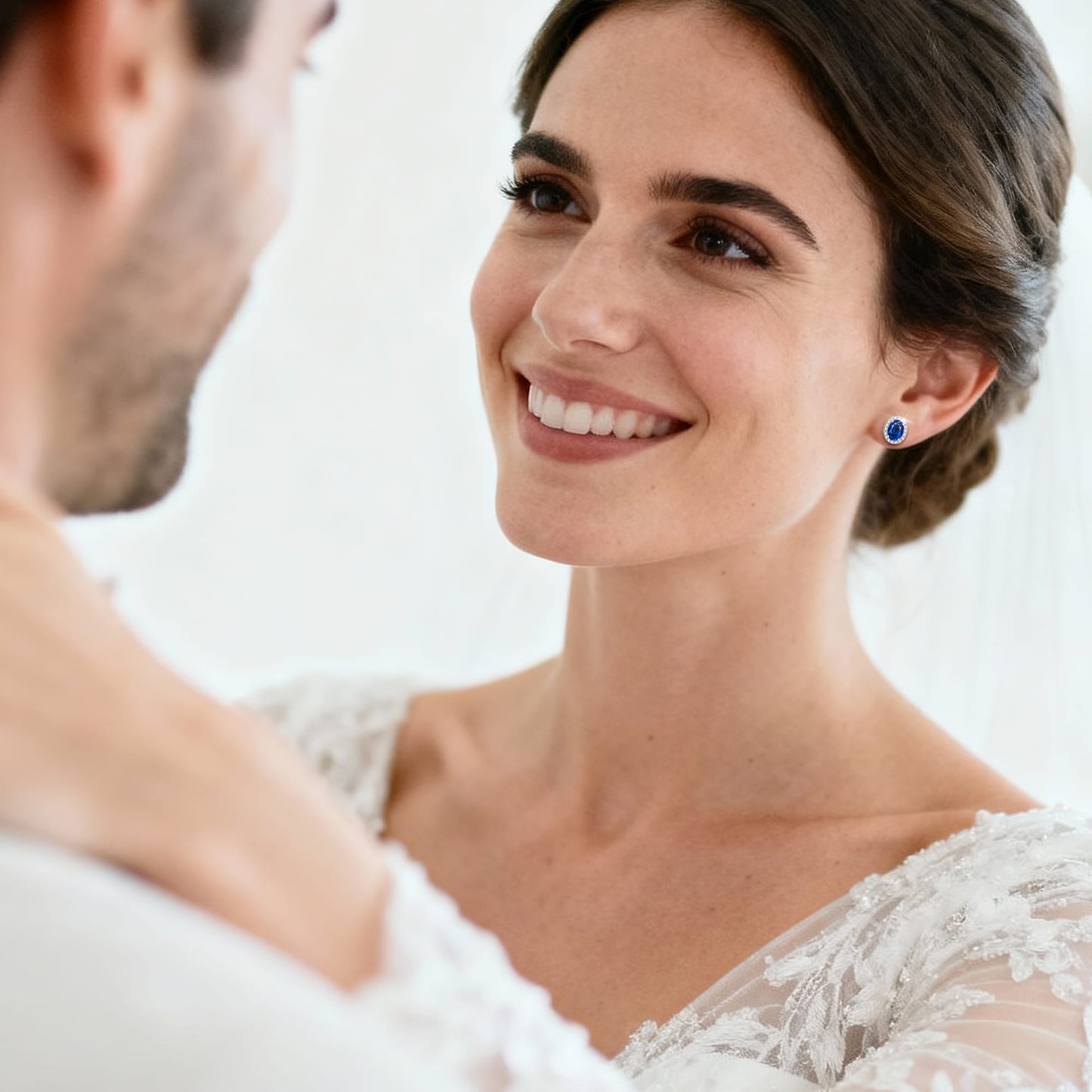 Sterling Silver 2.4 CT.TW Sapphire Lab-Created Oval Stud Earrings With 14K Gold Plating (Includes GRC Certification From Gemstone Research Center)