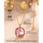 Sterling Silver Cherry Blossom Jewel Charm Necklace and Earrings Set In 14K Gold Plated - Created With SWAROVSKI® Crystals