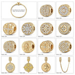 Sterling Silver A Journey Through Time Charms Bracelet Set In 14K Gold Plated (Includes bracelet and all charms shown)