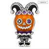 Blackened Solid 925 Sterling Silver Pumpkin Jester Dangle Charm With Purple Enamel
