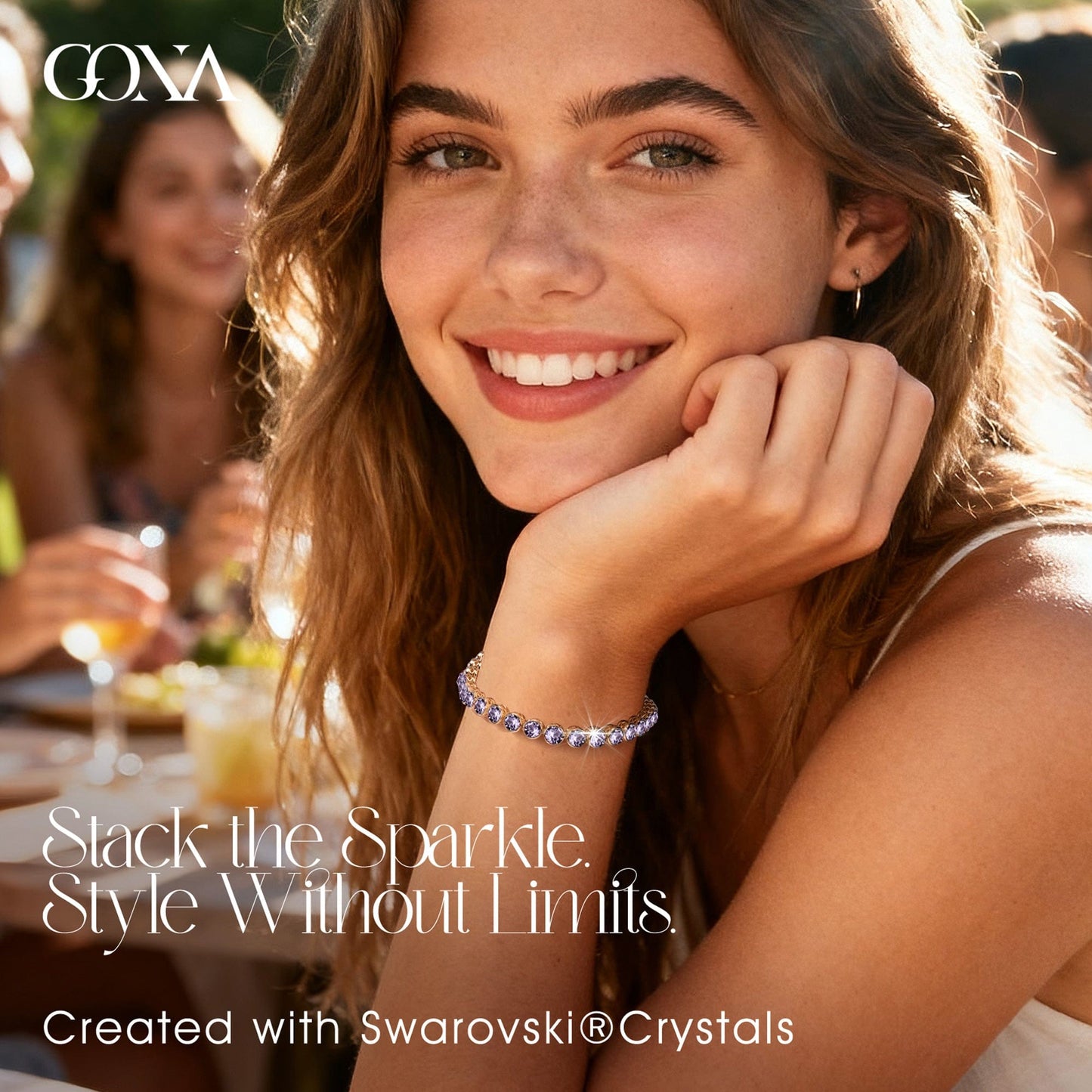 Rainbow Brilliance February Tarnish-resistant Silver Tennis Bracelet In 14K Gold Plated - Created With SWAROVSKI® Crystals