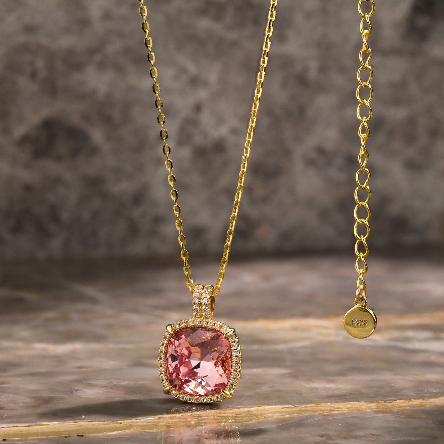 Sterling Silver Cherry Blossom Jewel Charm Necklace and Earrings Set In 14K Gold Plated - Created With SWAROVSKI® Crystals