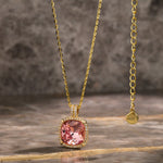 Sterling Silver Cherry Blossom Jewel Charm Necklace and Earrings Set In 14K Gold Plated - Created With SWAROVSKI® Crystals