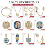 Limited Edition - The Iconic Advent Calendar - 12 Days Of Christmas Fine Jewelry Gift Set: Sterling Silver Snowfall Wonderland Charms Earrings and Necklace and Bracelet Set With Enamel In 14K Gold Plated