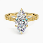 Royal Filigree · 2.0 CT Marquise Lab-Grown Diamond Engagement Ring with Engraved Milgrain Band in Solid 14K Yellow Gold · (Includes IGI Certification from International Gemological Institute)