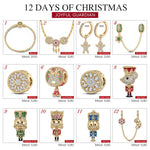 Limited Edition - The Iconic Advent Calendar - 12 Days Of Christmas Fine Jewelry Gift Set: Sterling Silver Snowflake Knights Charms Earrings and Necklace and Bracelet Set With Enamel In 14K Gold Plated