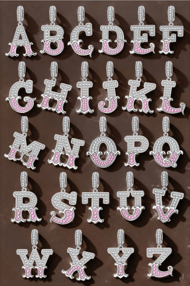 Letter M Tarnish-resistant Silver Dangle Charms In White Gold Plated