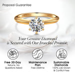 1ct Round Lab-Grown Diamond Solitaire Engagement Ring 6 Prong Claw Setting Tarnish-Resistant Silver with 14K Gold Plated (Includes IGI Certification from International Gemological Institute)
