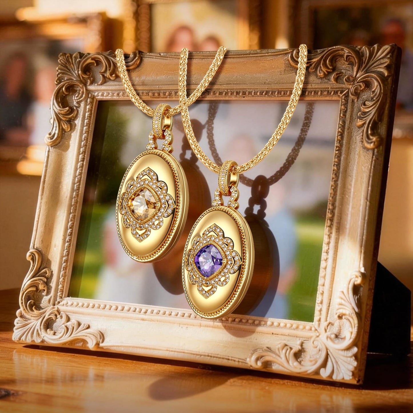 The Meaning of a Locket Necklace — Memorial Keepsake Gift, Holds 4 Photos, Created With SWAROVSKI® Crystals