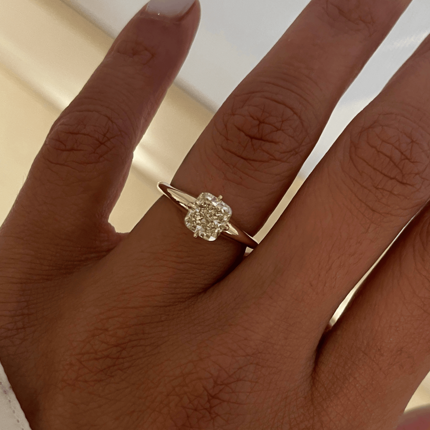 Golden Radiance - 1.1 ct Cushion Cut Lab-Grown Fancy Vivid Yellow Diamond Solitaire Ring In Tarnish-resistant Silver (Includes IGI Certification from International Gemological Institute)