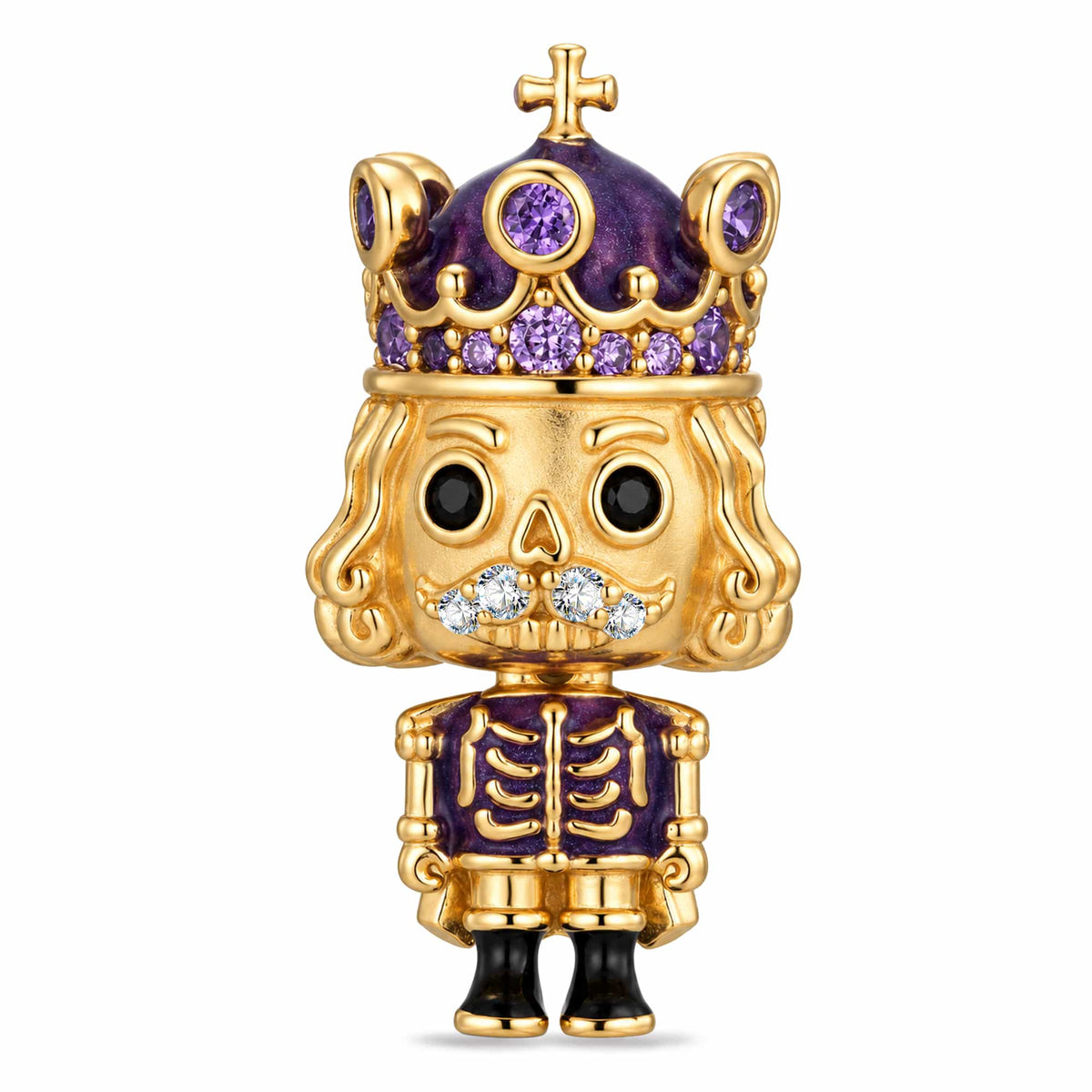 Purple Crown Royal Skeleton Dangle Charm In Tarnish-resistant Silver
