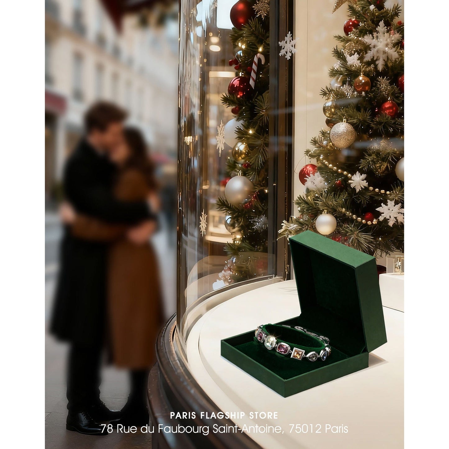 Lucky 7 Multi-Color Crystal Wish Bracelet, White Gold Plated - Handcrafted with Swarovski® Crystals, Adjustable Bolo Slider, Fits Wrist Sizes 5.6" - 8.9"