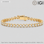 3.25 CTW Lab-Grown Diamond Tennis Bracelet in Gold-Tone Tarnish-Resistant Silver, 8.3 in / 21 cm (Includes IGI Certification from International Gemological Institute)