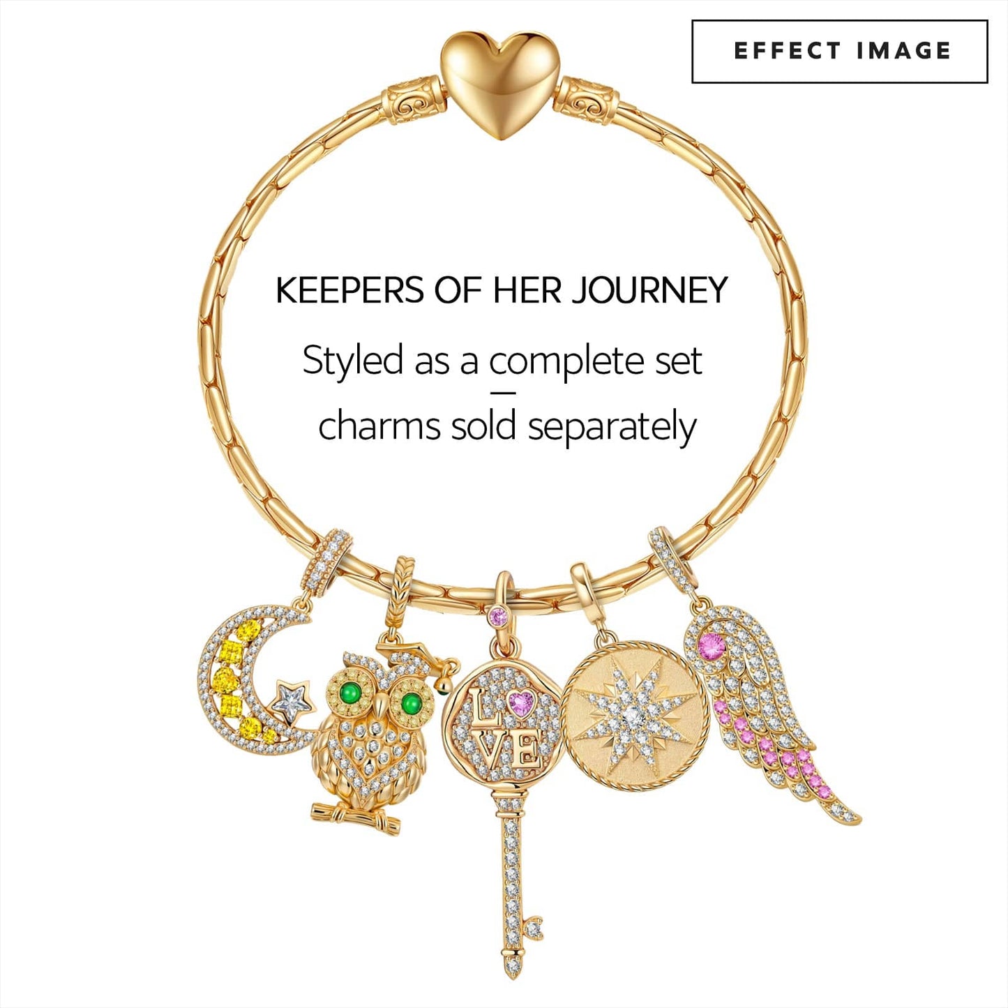 Key to Eternity Tarnish-resistant Silver Dangle Charms In 14K Gold Plated