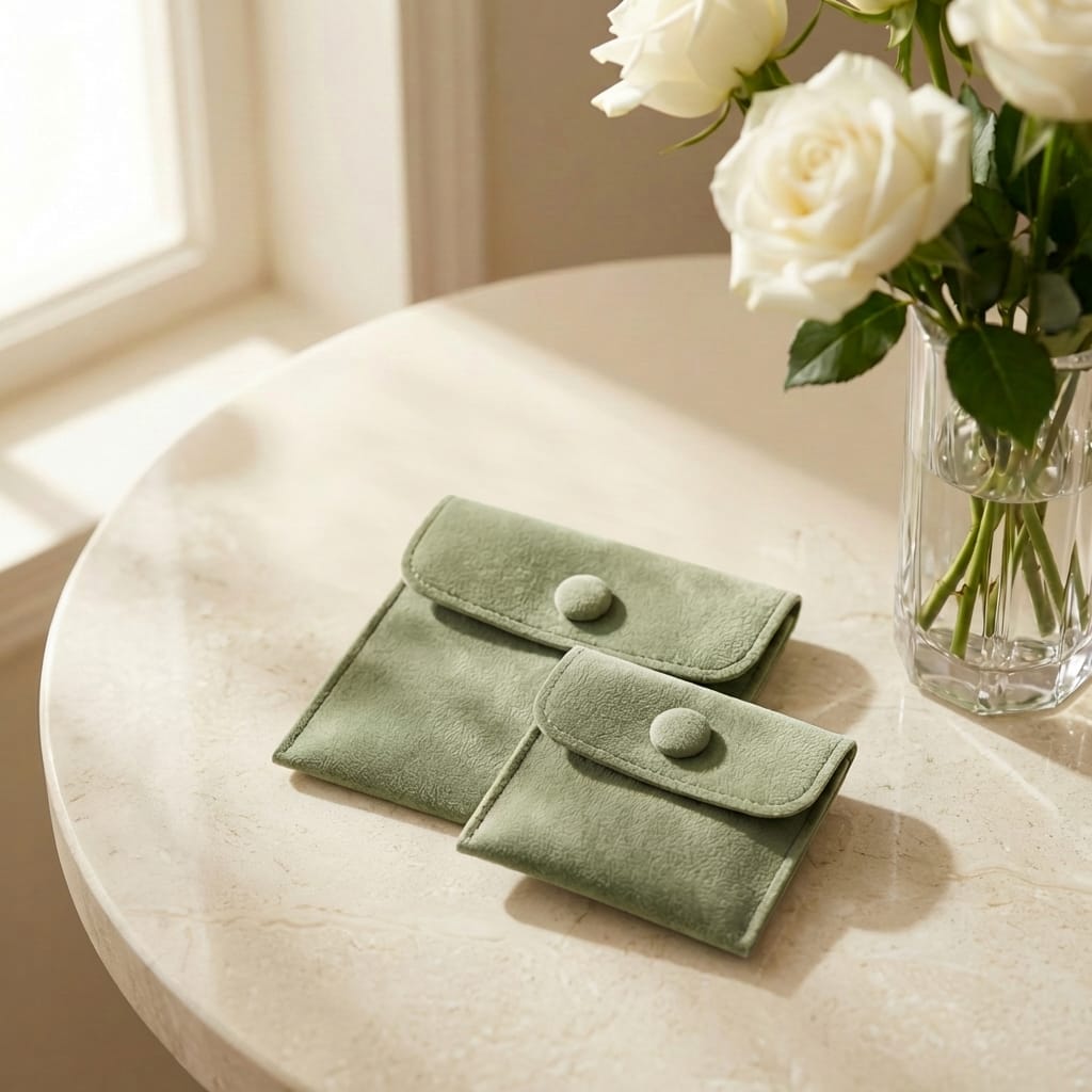 Featured Packaging Upgrade: Olive Velvet Small Drawstring Pouch