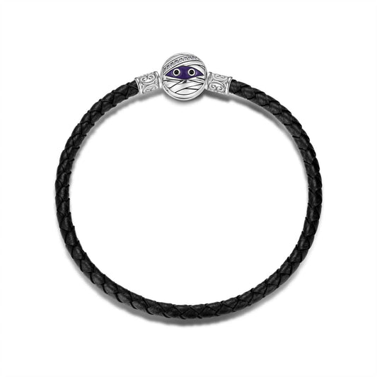 gona- Black Leather Bracelet With Sterling Silver Mummy Clasp
