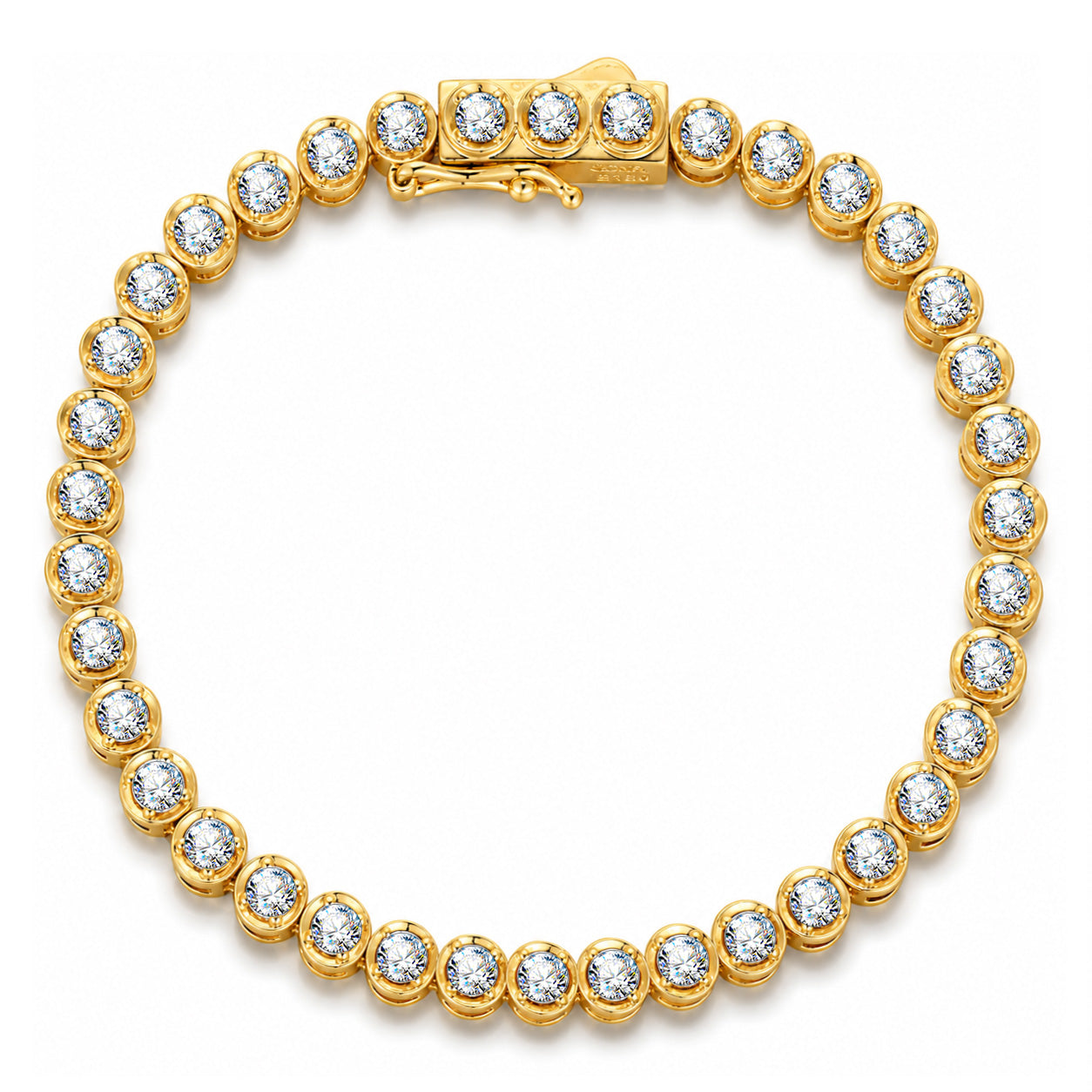 3.12 CT.TW Lab-Grown Diamond Tennis Bracelet in Gold-Tone Tarnish-Resistant Silver, 7.9 in