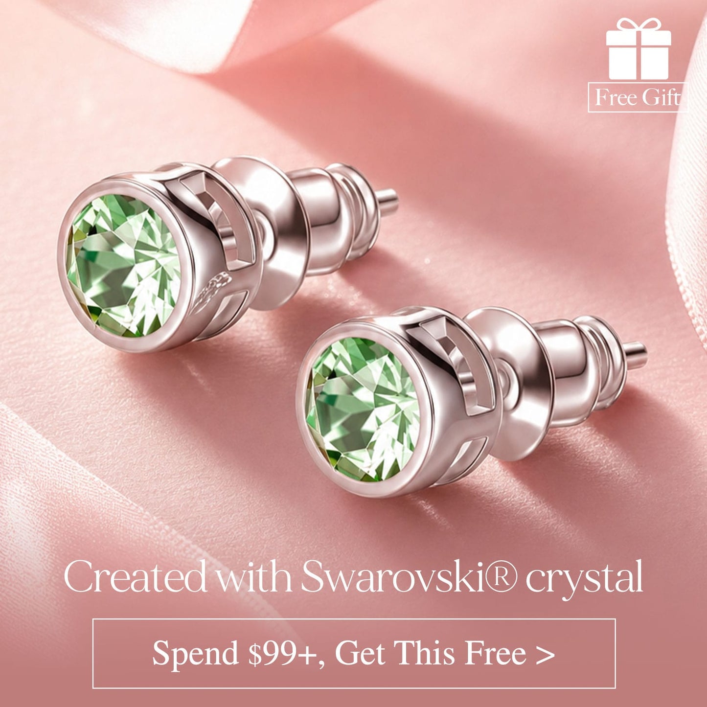 Graduation Season Exclusive: Spend $99+ in a Single Purchase to Get This Peridot Solitaire Stud Earrings in White Gold Plated - Created With Swarovski® Crystal for FREE (Ships With Order, No Need to Add to Cart)