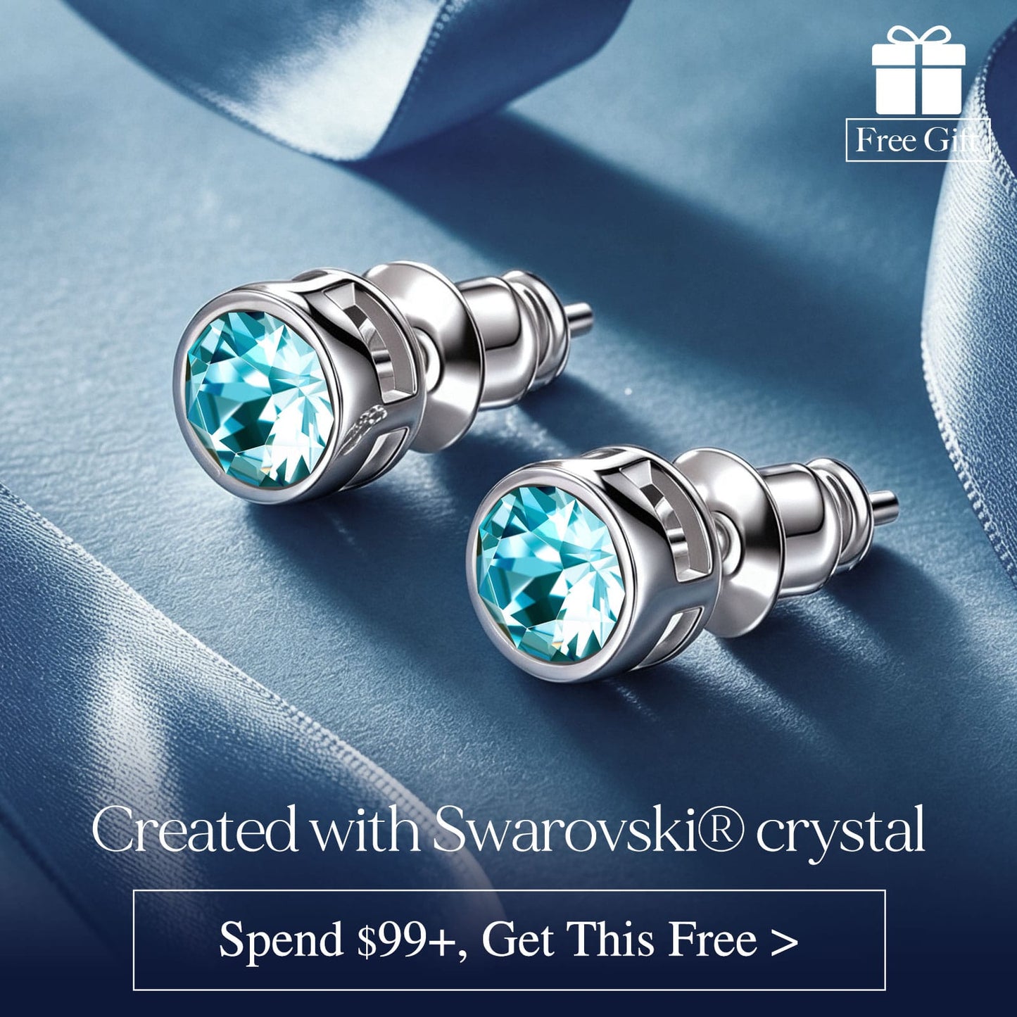 Marine Breeze Exclusive: Spend $99+ in a Single Purchase to Get This Peridot Solitaire Stud Earrings in White Gold Plated - Created With Swarovski® Crystal for FREE (Ships With Order, No Need to Add to Cart)